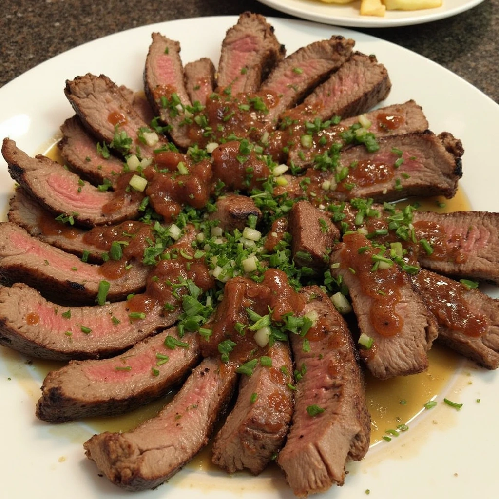 Party Steak With Grilled Scallion
