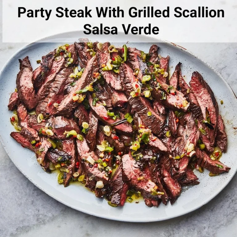 Party Steak With Grilled Scallion Salsa Verde