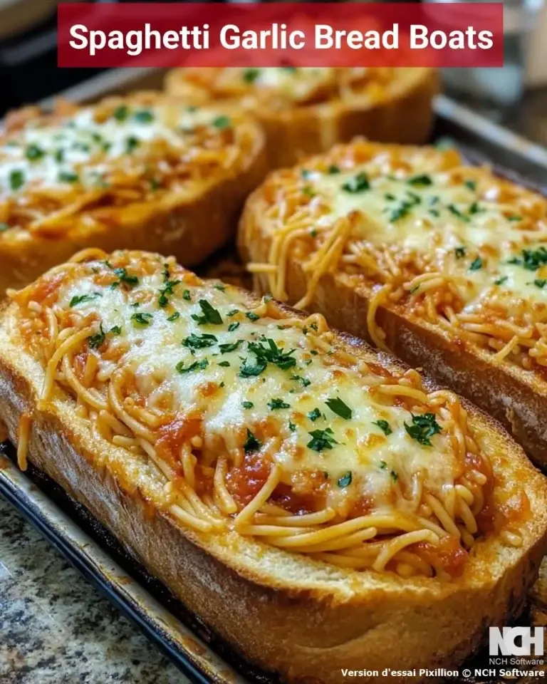 Spaghetti Garlic Bread Boats