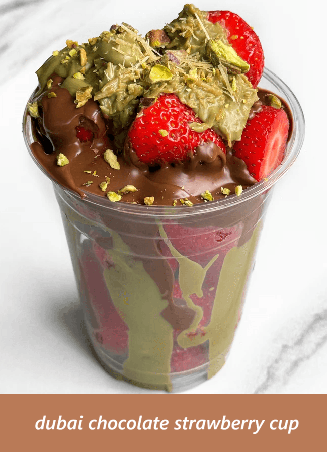dubai chocolate strawberry cup