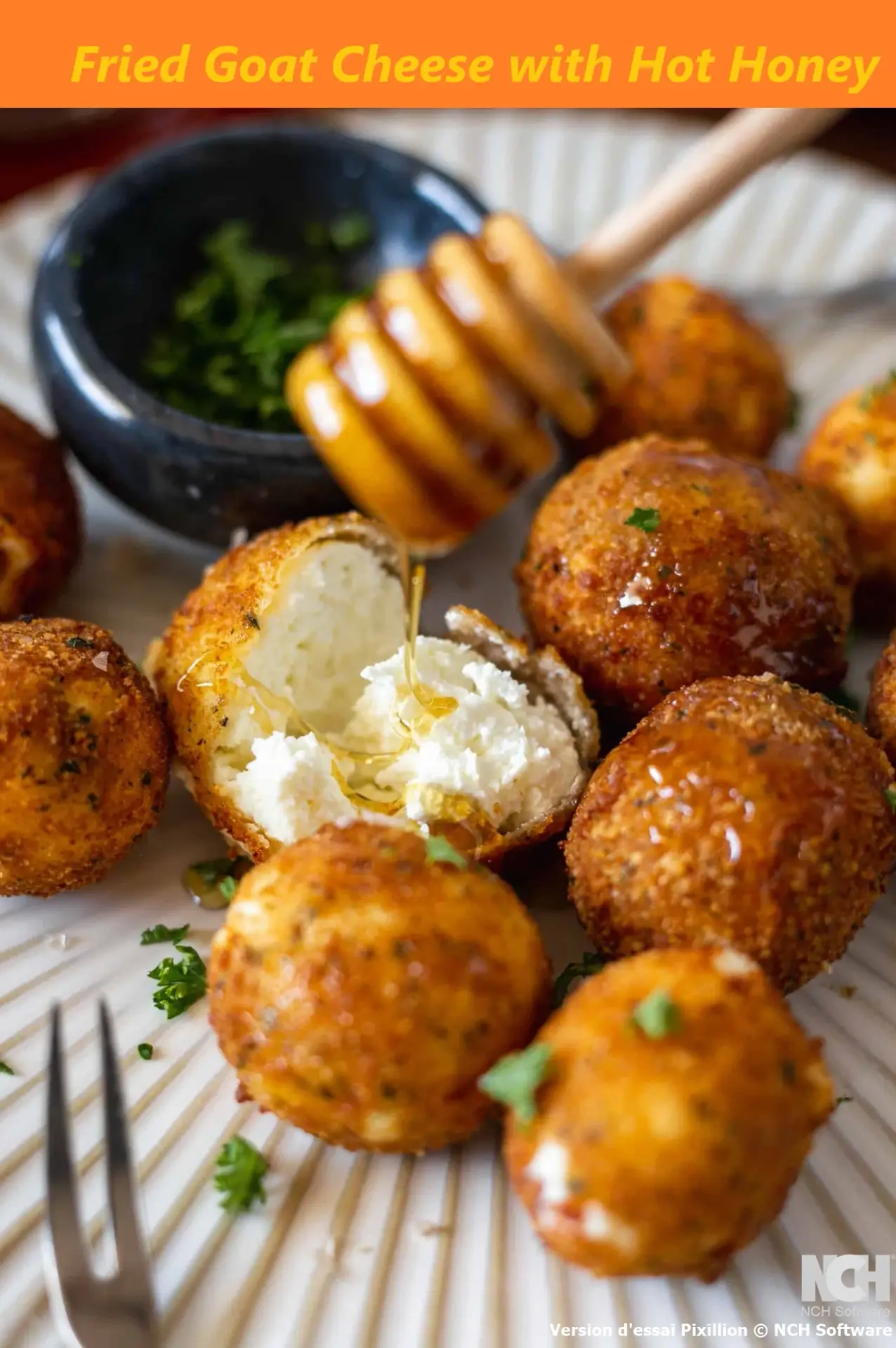 Fried goat cheese with hot honey