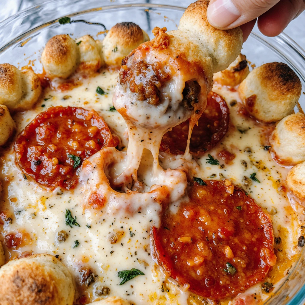 Pizza Dip with Garlic Knots